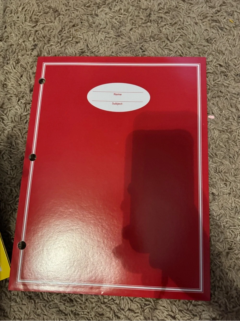 Yellow 3-Hole Plastic Binder